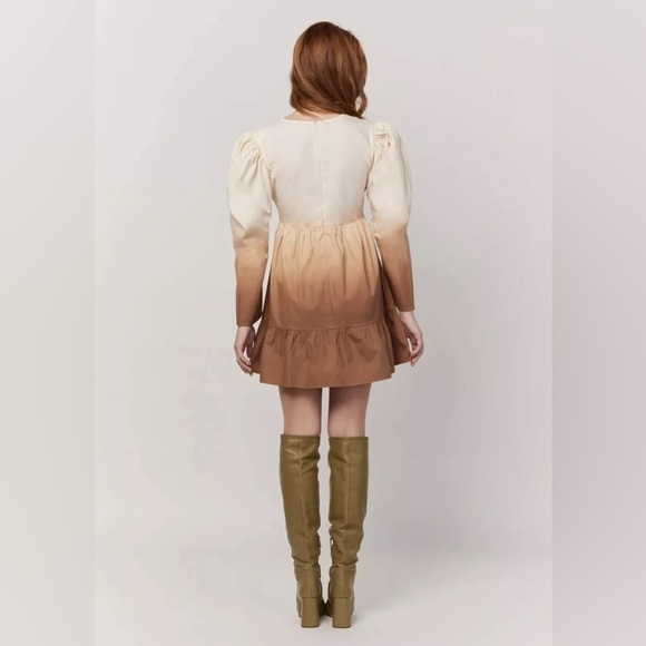 STELLA PARDO x Anthropologie Dip Dyed Puff Sleeve Mini Dress sz S - Picture 2 of 6
